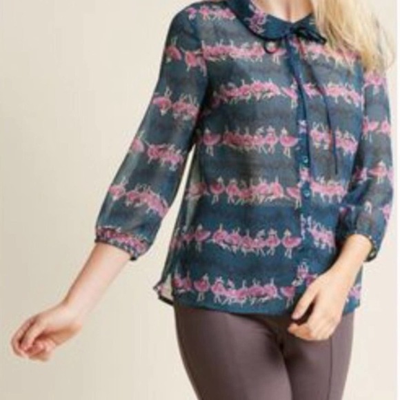 MODCLOTH NWOT Ballet Ballerina Blouse Medium - Picture 1 of 11